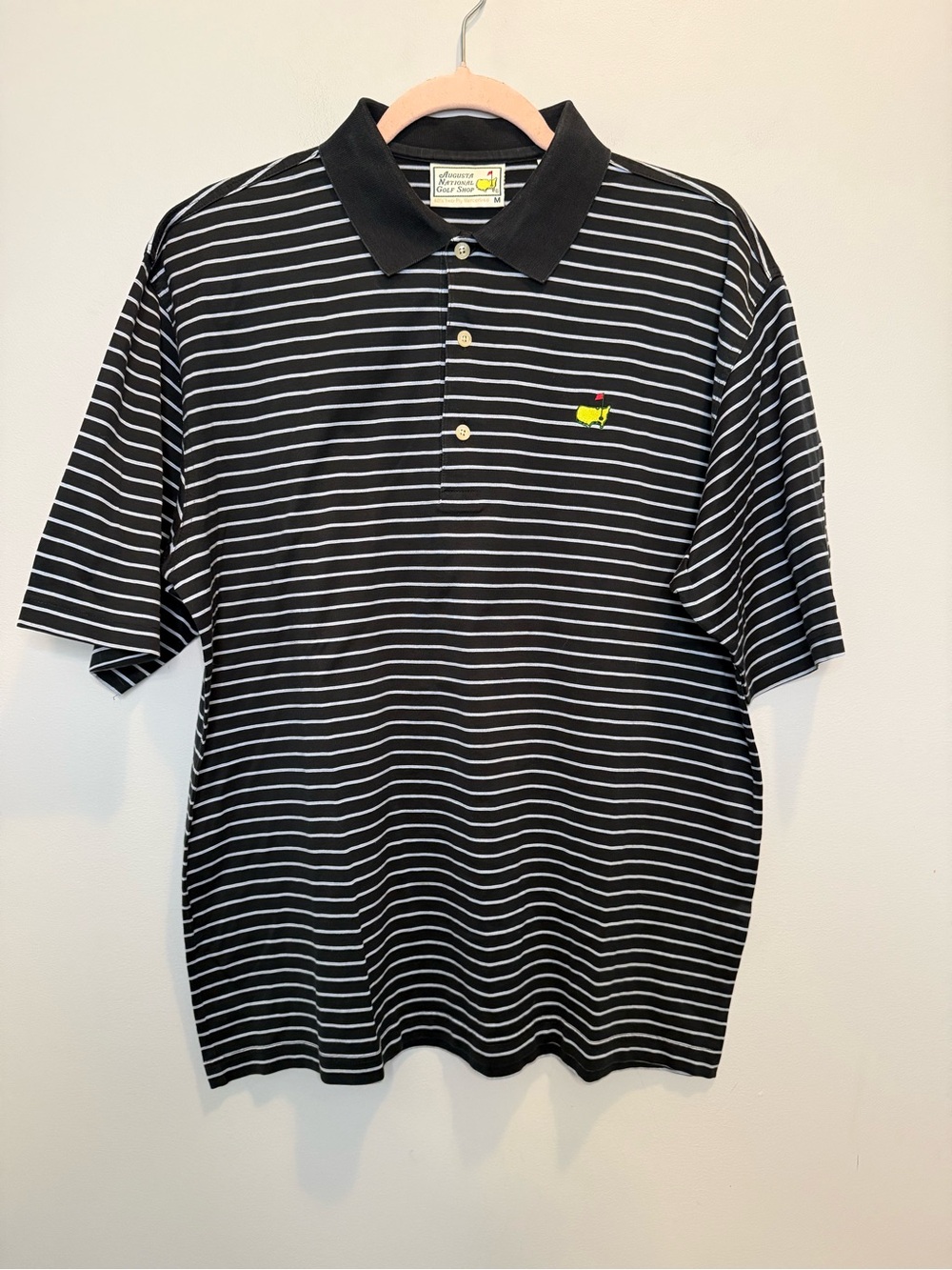 Augusta National Golf Shop Masters Polo Shirt Men's Medium Striped 100% Cotton